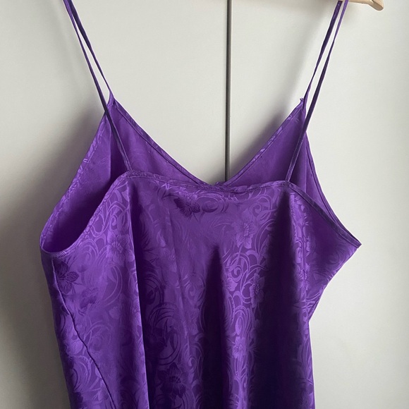 PURPLE FLORAL PATTERN BOW SLIPPED DRESS - Picture 3 of 4